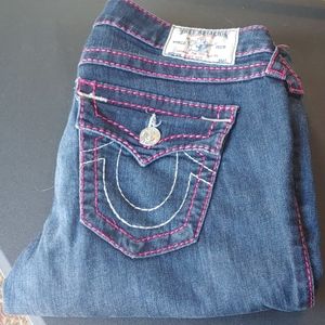 True Religion Bootcut jeans pink stiching